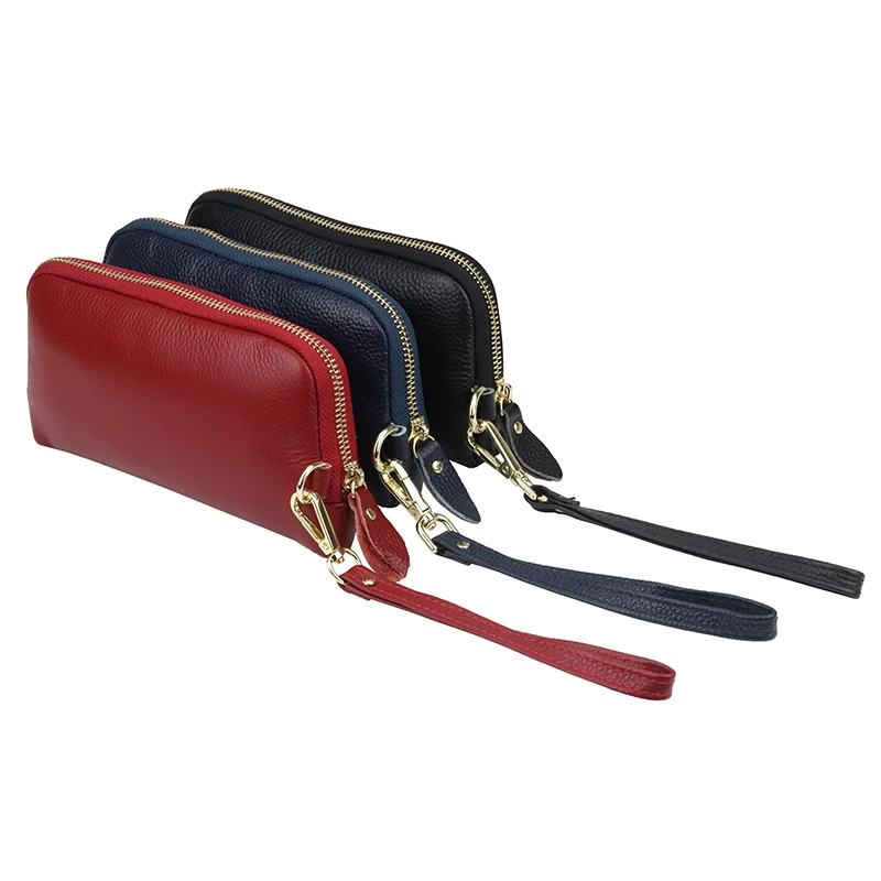 Тонкие кошельки из натуральной кожи для женщин удлиненный клатч с несколькими