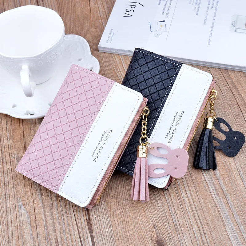 Женские кошельки короткий модный брендовый кожаный кошелек с кисточками женская