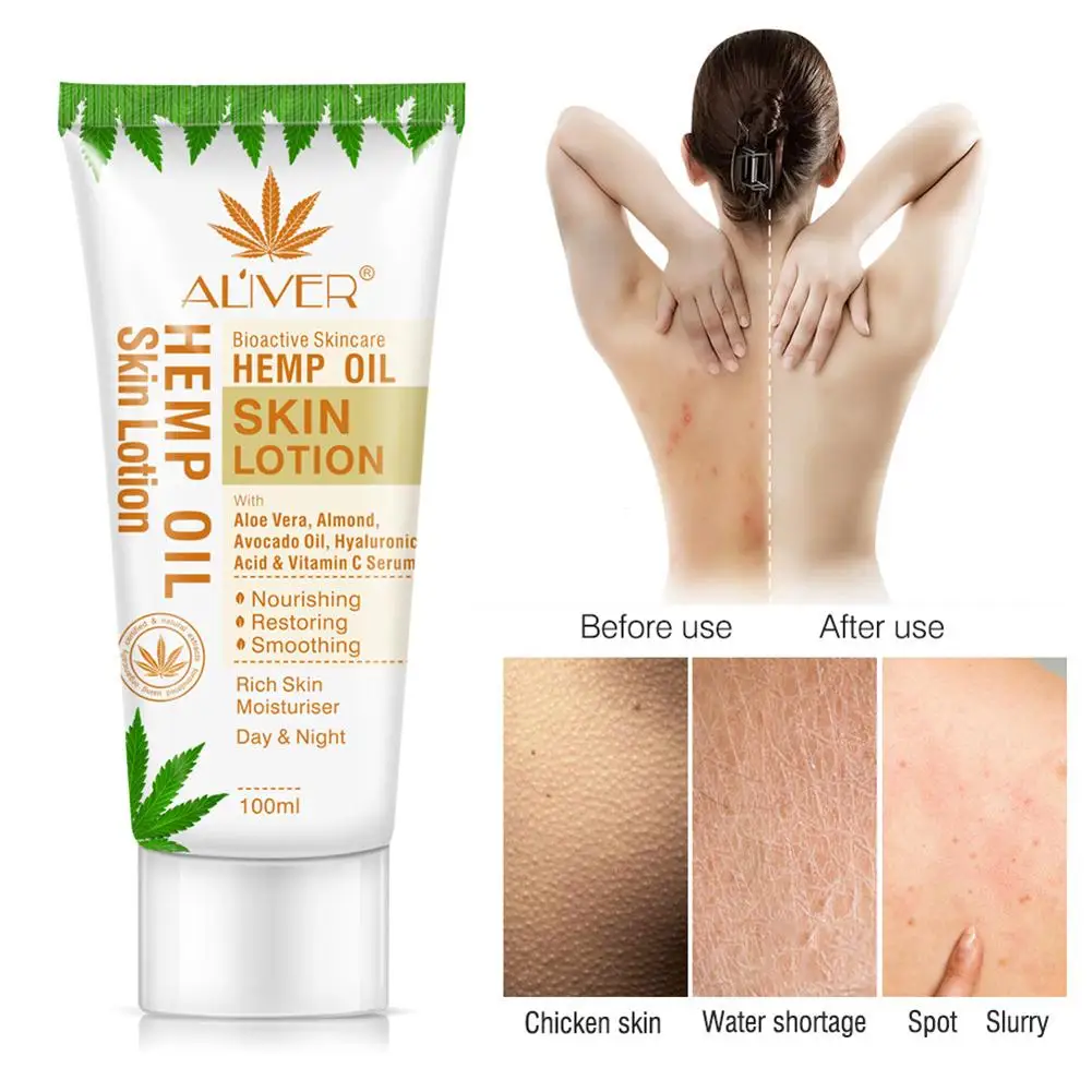 

100ML Aloe Vera Hemp Oil Body Skin Lotion Whitening Skin Nourishing Moisturizing Body Care Cream For Women Natural Herbal Cream