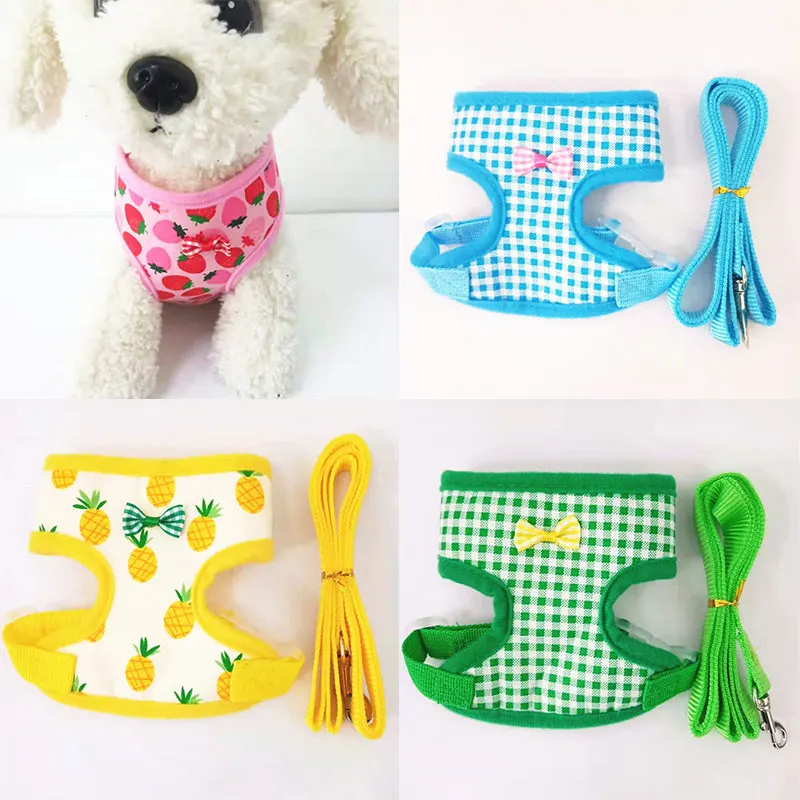 

Breathable Printed Pet Chest Back Convenient Pet Supplies Small Fresh Style Leash Dog Chest Back Cute Sweet Dog Collar
