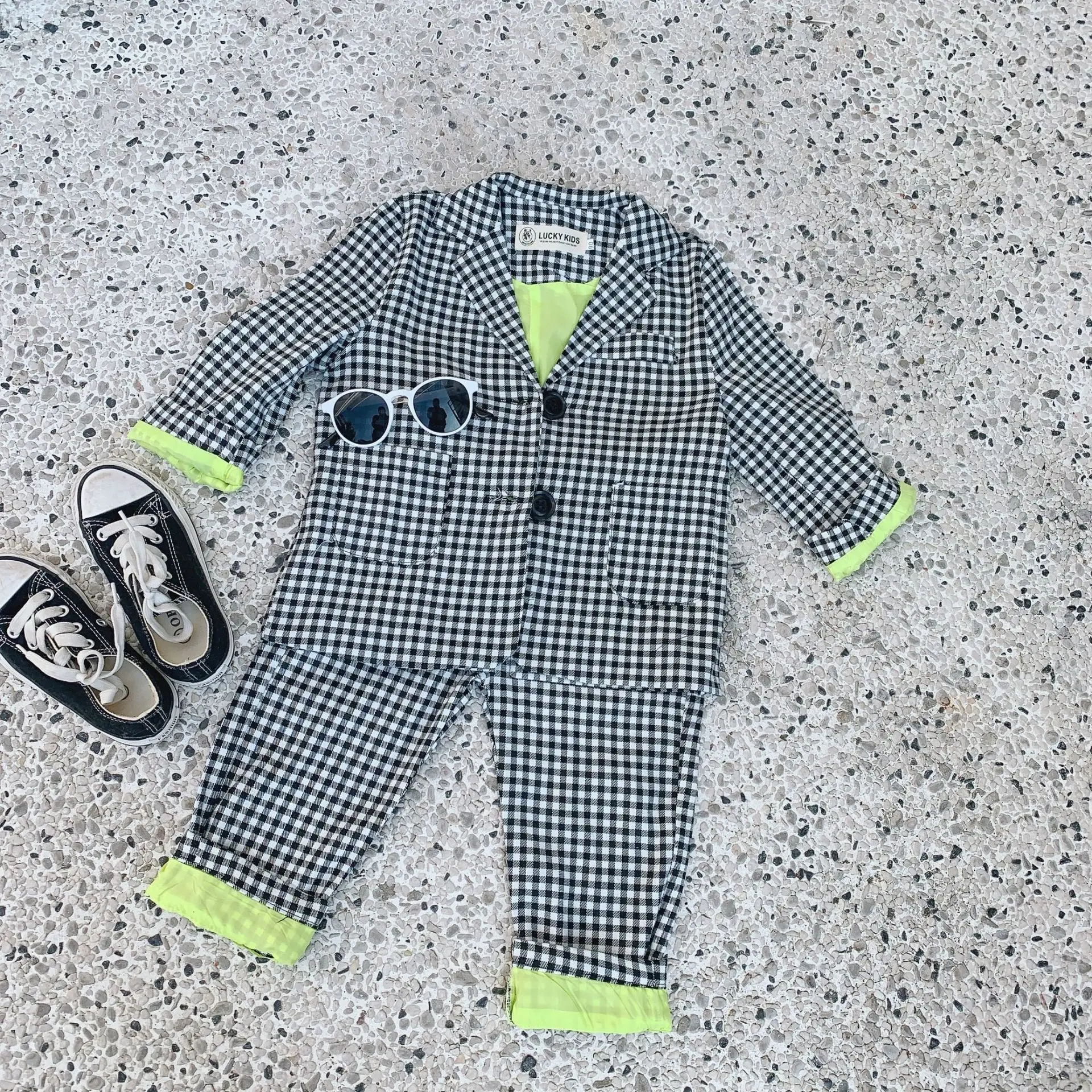 Spring boys girls fashion plaid Suits 2020 kids casual coat and pants or skirt 2pcs sets Brother sister suit | Детская одежда и