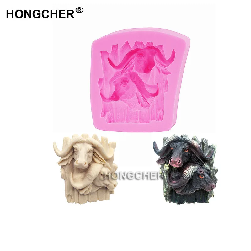 Новая голова животного двойная головка силиконовая форма помадки инструмент для