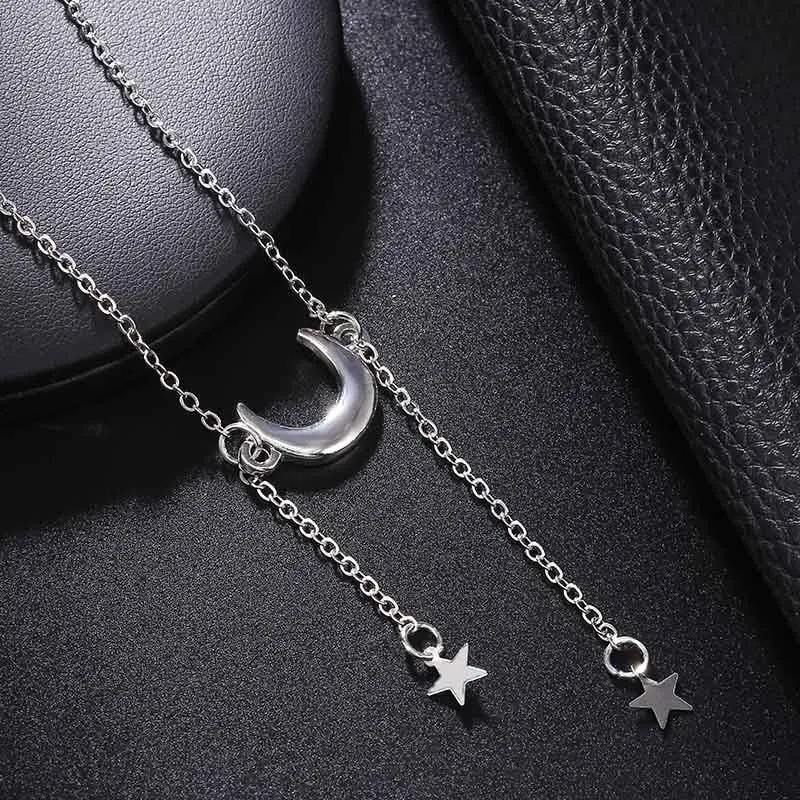 Золотое серебряное ожерелье с Лунной звездой подарки для женщин современные