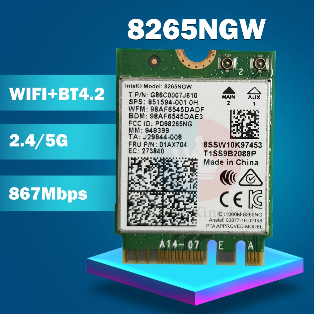 2 4G/Wi Fi 5 ГГц WI FI BT Wlan для Intel 8265NGW 8265AC Беспроводной постоянного/переменного 8265 NGFF