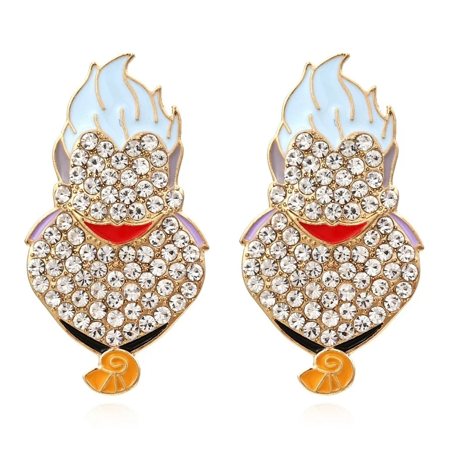

Exaggerated Rhinestone Characters Funny Cartoon Earrings for Woman Party Casual