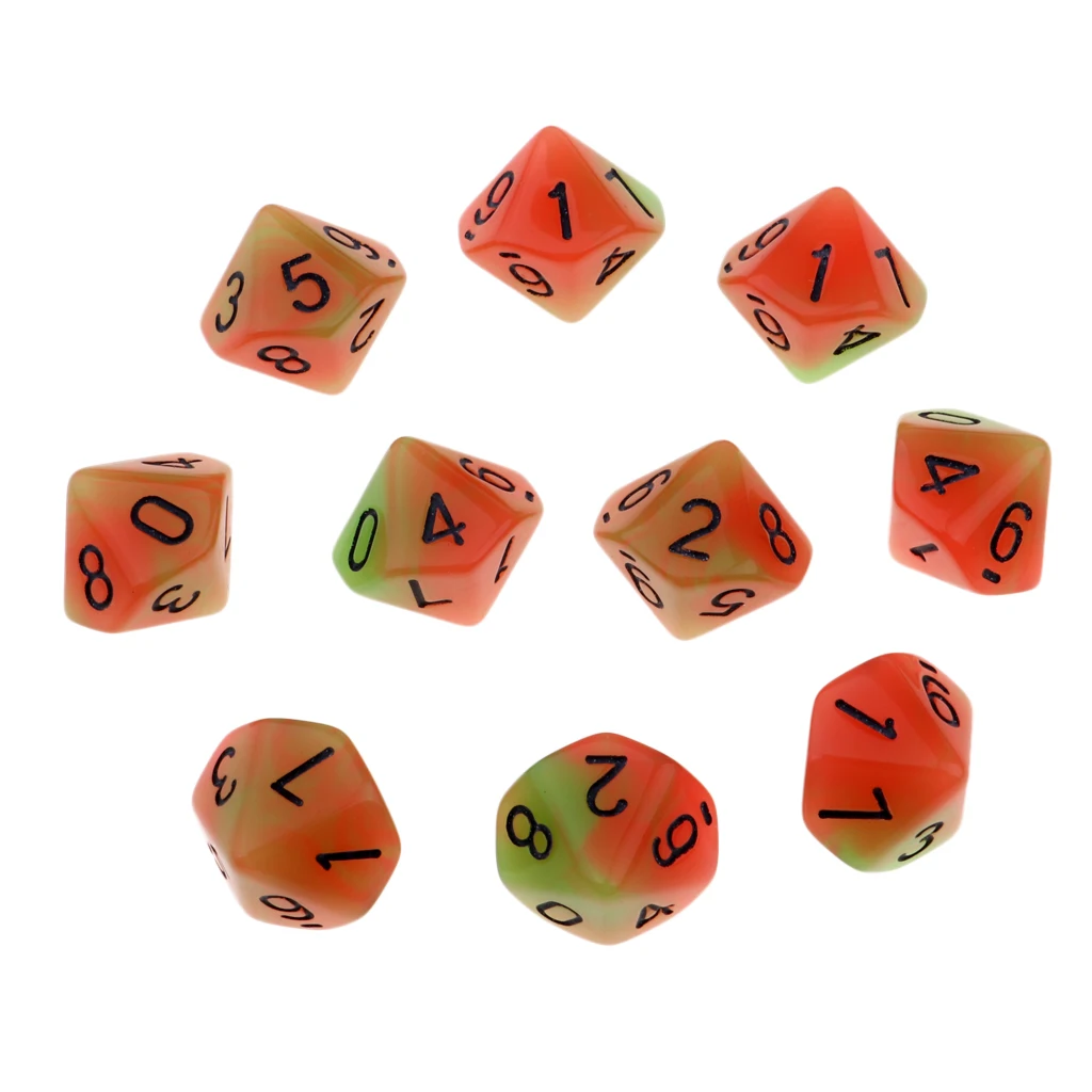 Настольная игра 10 шт. подземелья драконы кости D10 D & светящиеся 1 6 см Мульти набор