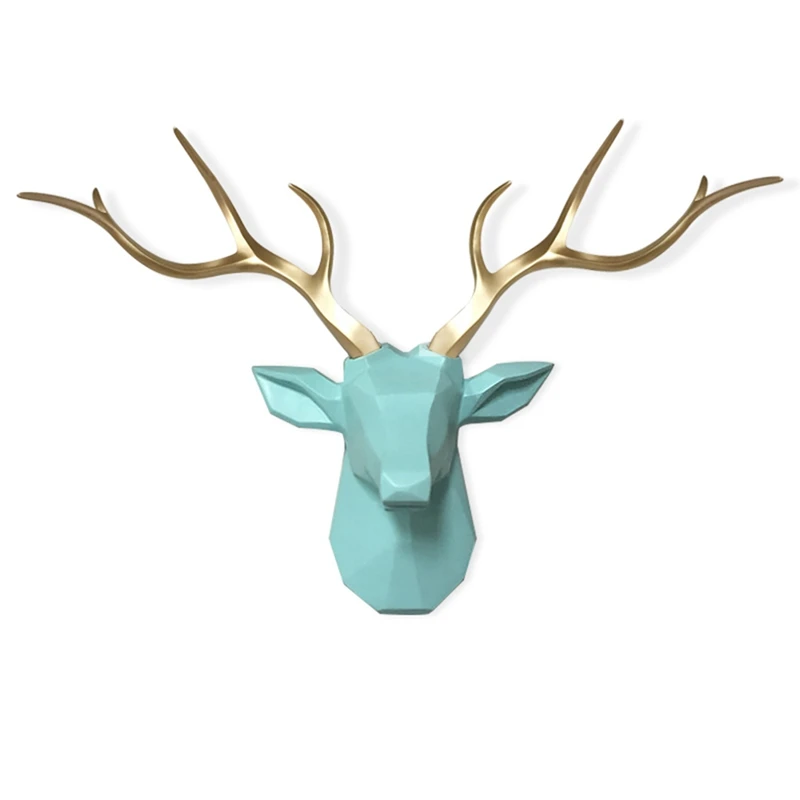 Escultura de cabeza de ciervo 3D extragrande, decoraci&oacute;n para colgar en la pared, estatua de ciervo, accesorios de decoraci&oacute;n para el hogar y la sala de estar-0