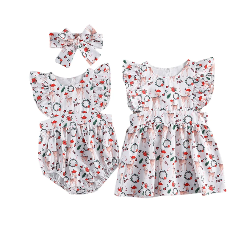 Одинаковые комплекты для маленьких девочек Осенние одежды старшей сестры боди с