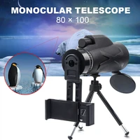 3 styles 80x100 monocular zoom portable prism bak4 optical telescope with phone clip with tripod for hunting camping spotting
