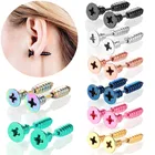 1 пара хирургические Сталь Винт Стад серьги набор серьги для мужчин Лот Панк спирали пирсинг унисекс Стад серьги оптом Готический поддельные затычка для ушей