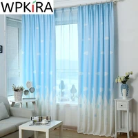 castle white cloud printed semi blackout curtains for kids girls bedroom nursery door cartoon lovely window drapes tulle wp126h