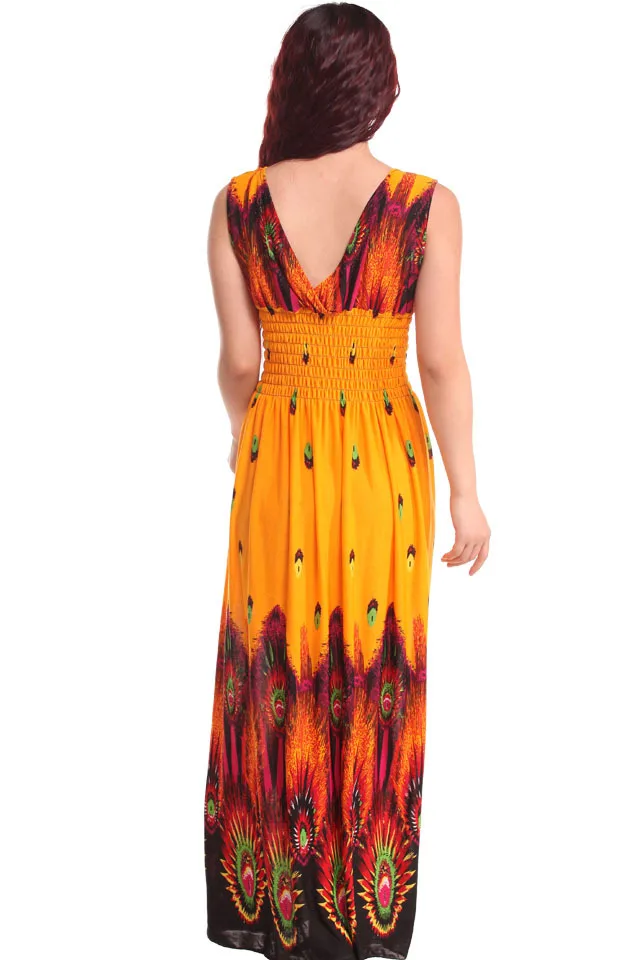 Платье женское пляжное в стиле бохо элегантный длинный сарафан-туника пикантная