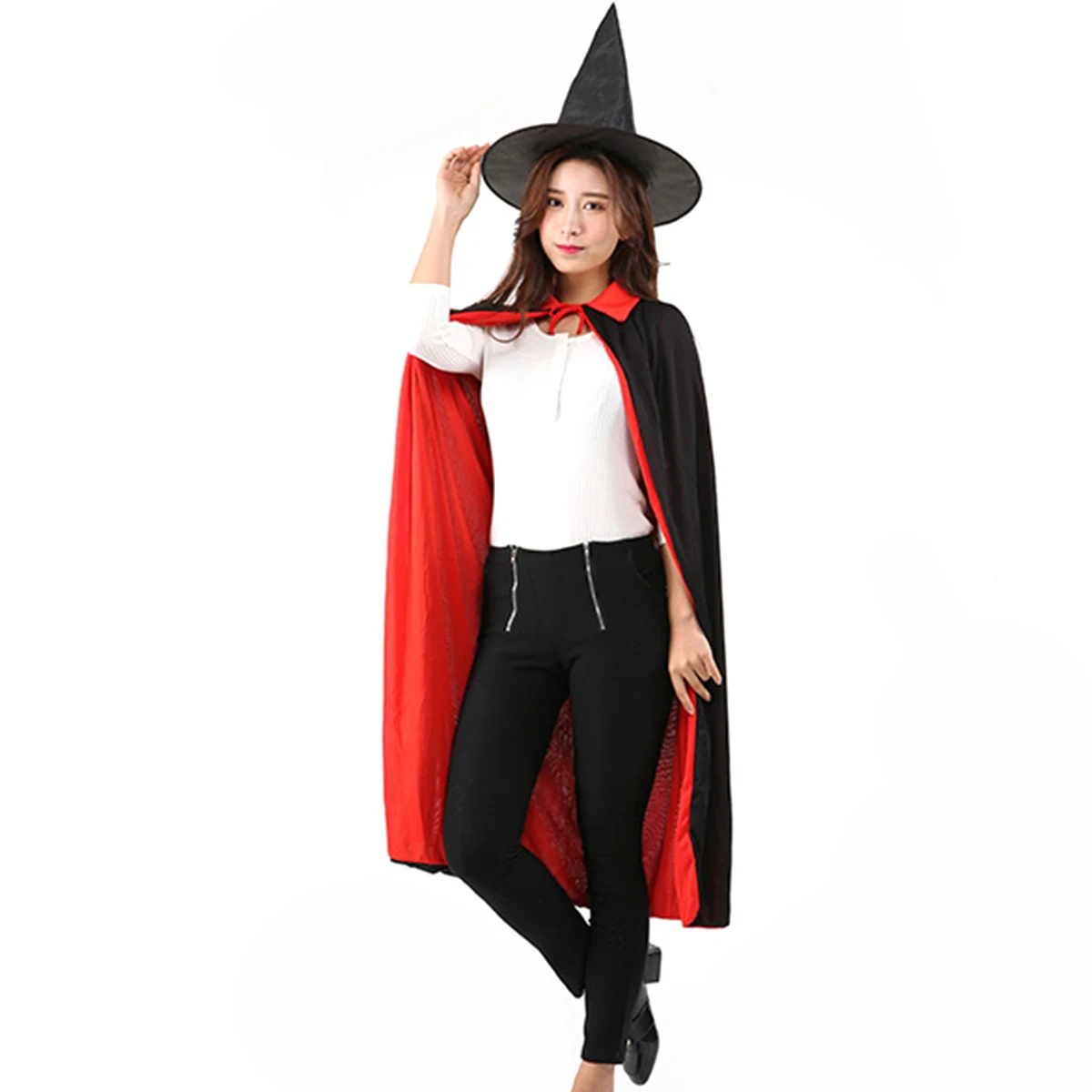 

alloween Christmas Adults Children Cloak Cosplay Double Black Red Stand Collar Hooded Mantle Reversible Vampire Cape with Straps