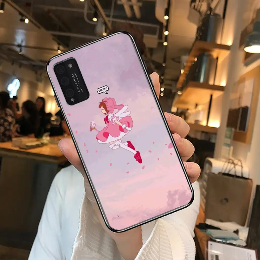 

Anime Magic SAKURA Clear Phone Case For Huawei Honor 10 20 30 9 X Pro Lite V 5G RU Black Etui Coque Hoesjes Comic Fashion