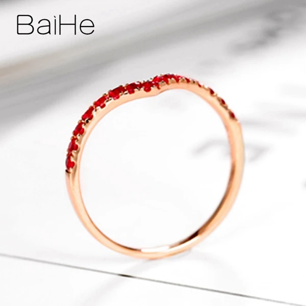 BAIHE Твердое 14 к желтое золото 0.45CT сертифицировано круглой огранки подлинные Рубины свадебные женские трендовые ювелирные изделия уникальное модное кольцо