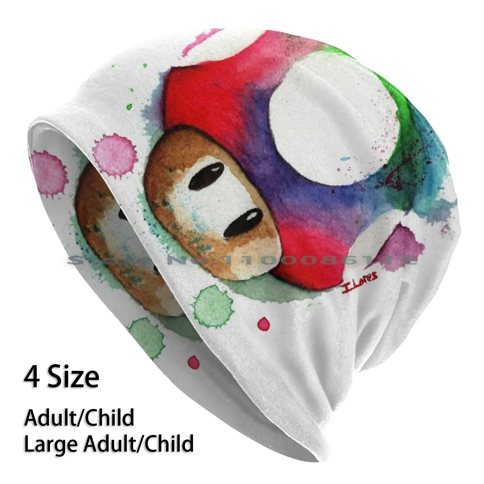 

1 Up Watercolor Mushroom Design Supermarket Beanies Knit Hat 1up Mushroom Videogame Extra Life 1life Video Games Super Bros