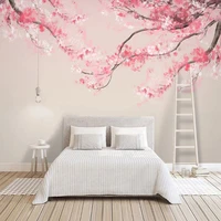custom any size mural wallpaper hand painted chinese style ink watercolor cherry blossoms tree decoration painting 3d wallpapers
