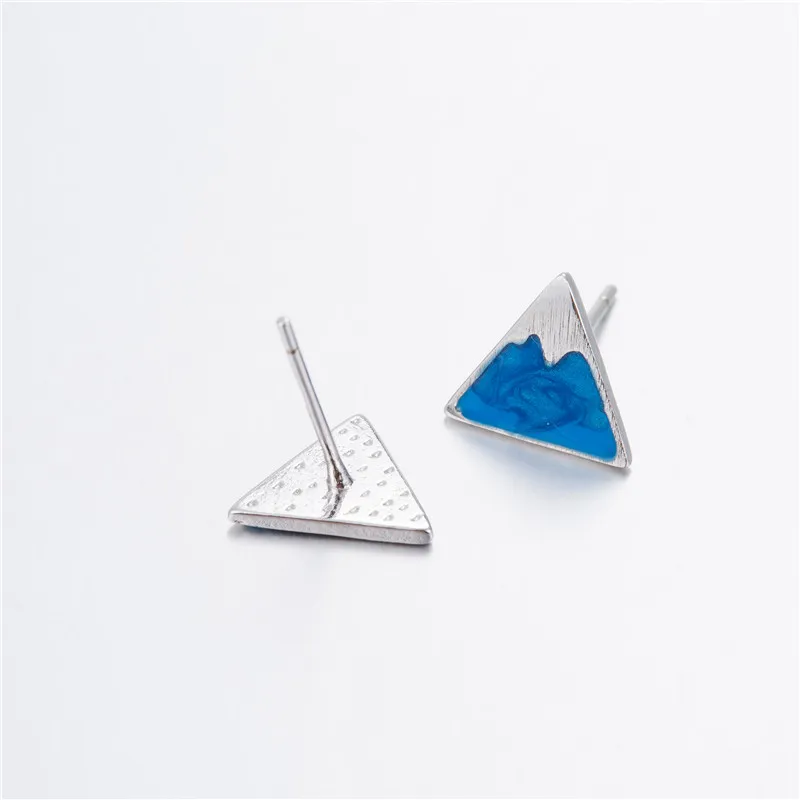 Jisensp Silver Plated Earrings Lovely Style Blue Snow Mountain Stud Earring Fashion Jewelry for Women Girls Christmas Gift | Украшения и