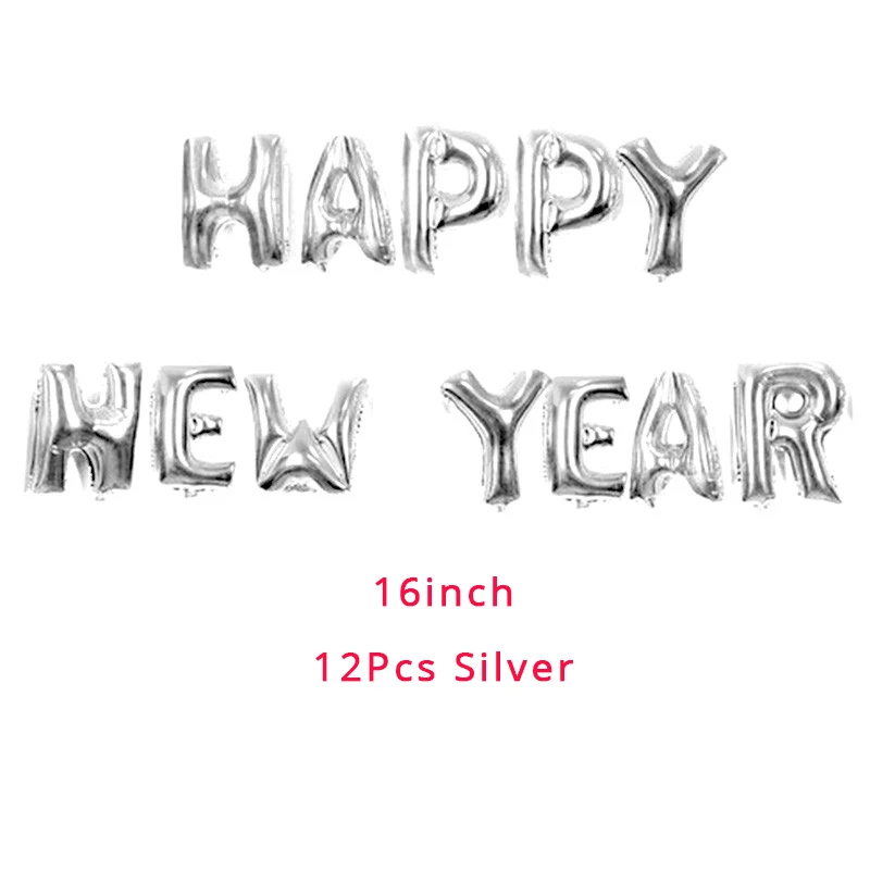12pcs Happy New year Счастливый год золото/серебро шары из фольги в виде букв год вечерние украшения Navidad Счастливого Рождества шар украшения - Цвет: 12pcs Happy New year