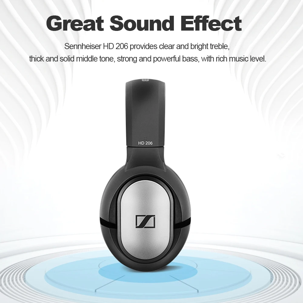 Проводные стереонаушники Sennheiser HD 206 черные высококачественные спортивные -