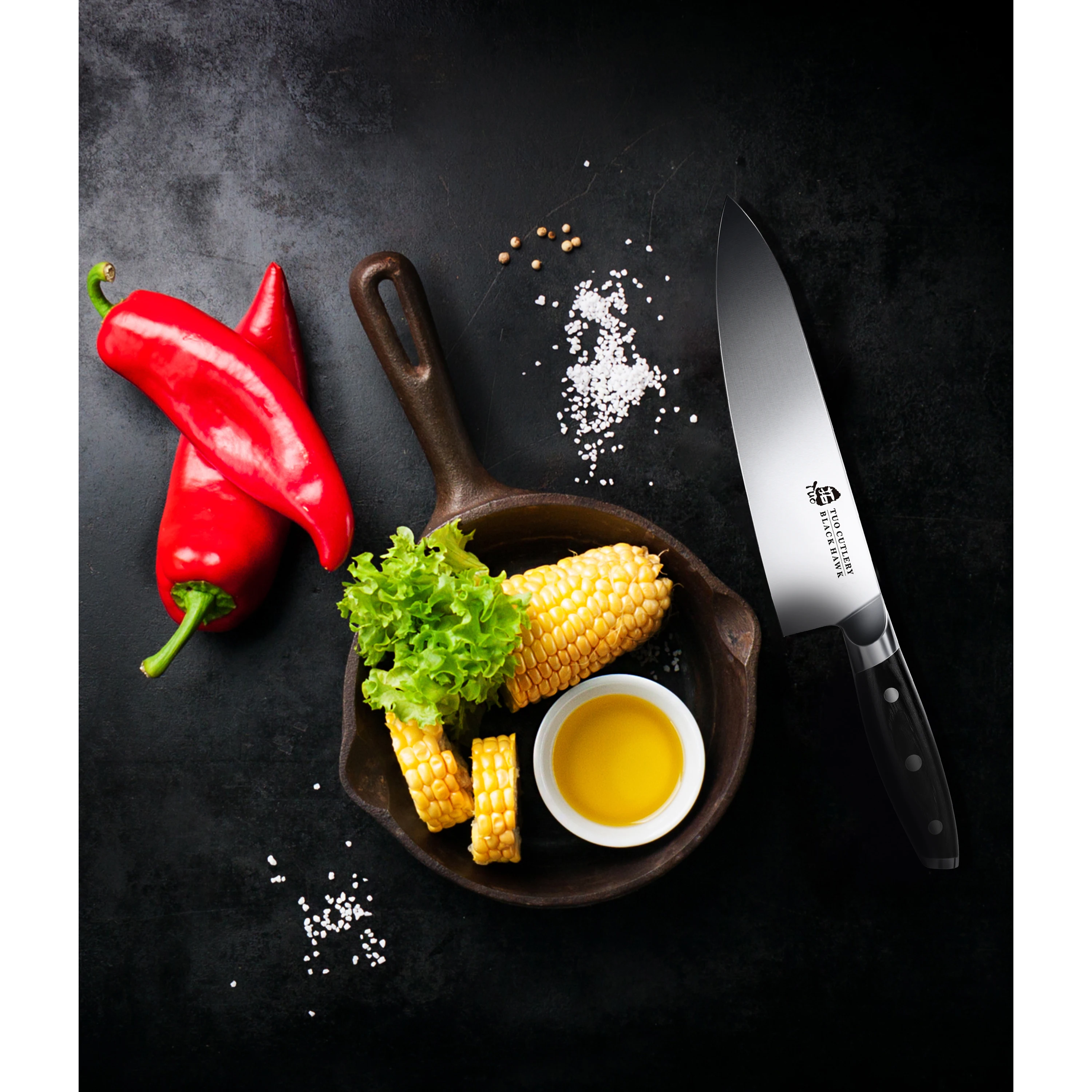 TUO Chef knife- Professional 8 inch Pro Chef Kitchen Knife- High Carbon German Stainless Steel- Meat and Vegetable Knife