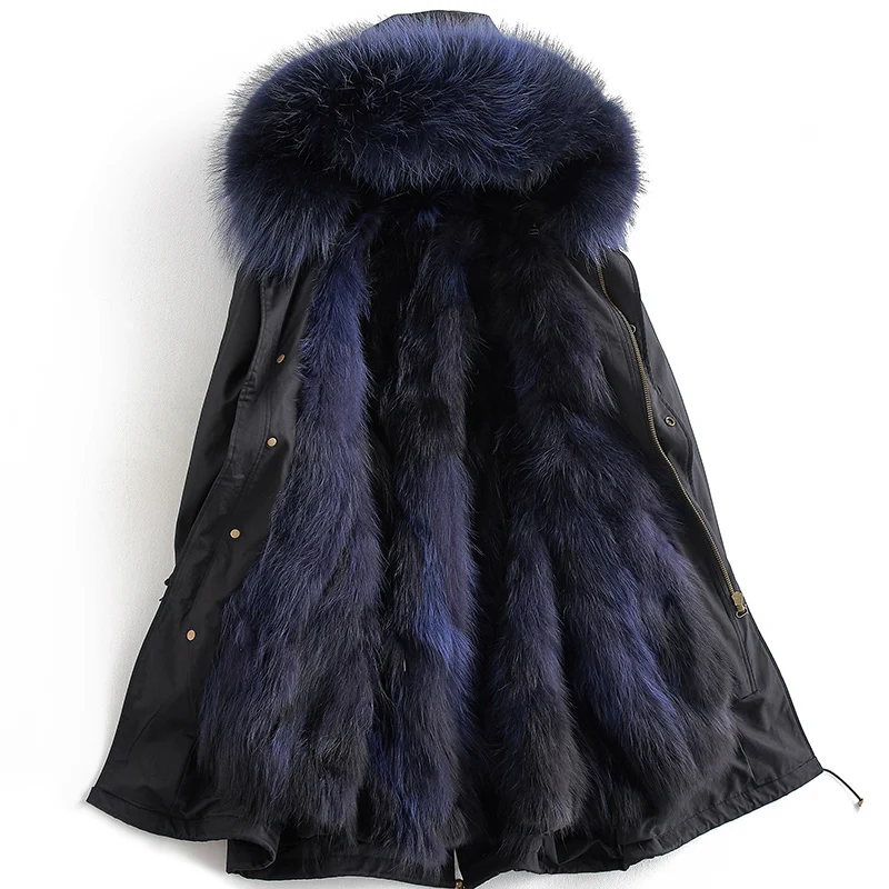 Натуральное меховое пальто Мужская парка енотовидная собака меховая подкладка