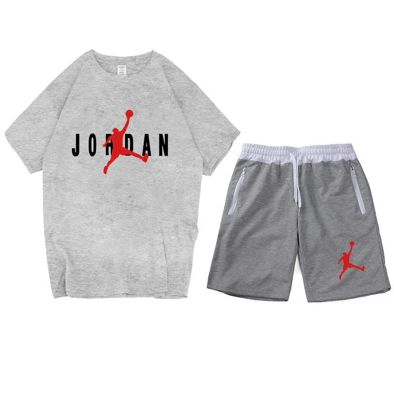 

Hot sale summer 2021 men's cotton T-shirt suit men's sportswear fitness casual printing short sleeve + men's shorts 2-piece set