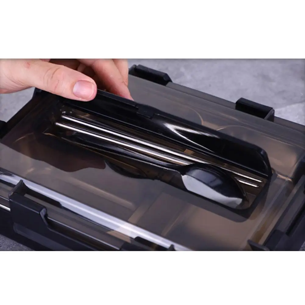 Bento Box Lunchbox 3 Compartments Anti-scald Stainless Steel Rectangular Lunch with Spoon Chopsticks for Student Office Lady | Дом и сад