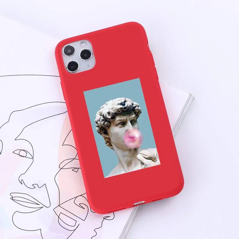 

Great retro Aesthetic David Mona Lisa Phone Case Candy Color for iPhone 6 7 8 11 12 s mini pro X XS XR MAX Plus