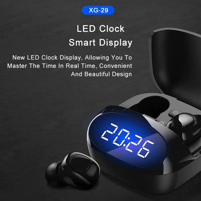 Kowkaka Bluetooth наушники беспроводные вкладыши TWS LED часы Функция Спортивная гарнитура