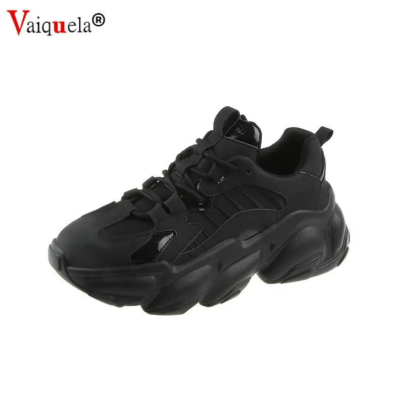 

Fashion Boots Women Platform Chunky Female Black Silver Sport Trainers Lace Up Ankle Boots Casual Shoes Woman