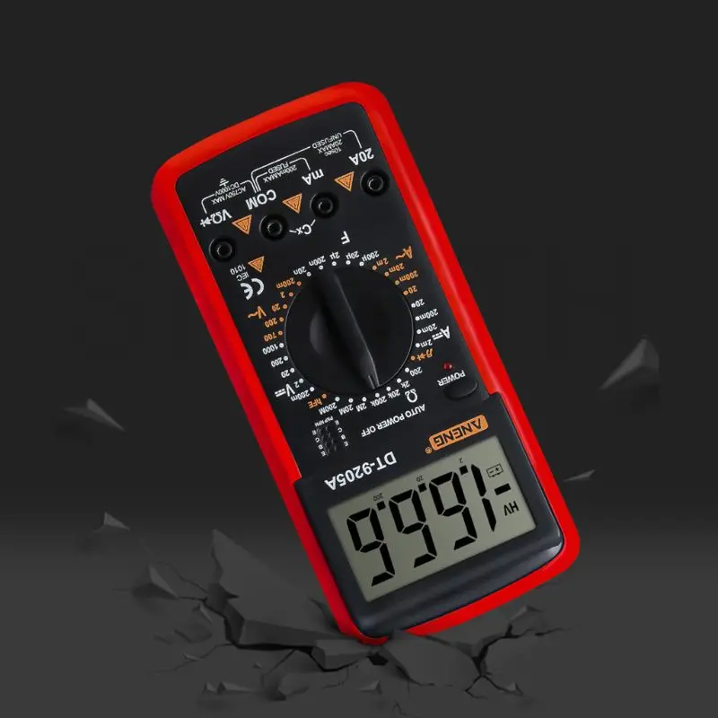 DT9205A Цифровой мультиметр hFE AC DC Триод диод сопротивление Amp электрический тестер