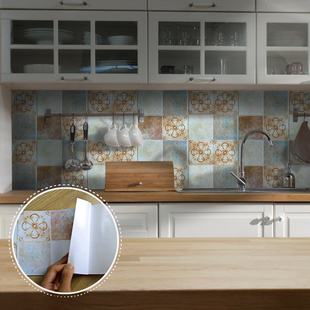 

Self-adhesive Marble Floor Tile Wall Sticker PVC Oil-proof Waterproof for Home Living Room Bedroom Kitchen Bathroom SJ-004