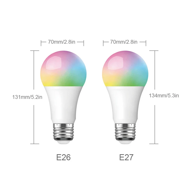 1 шт. WiFi умный светодиодный лампочка, лампа 7/9 Вт RGB RGBW E26/E27, разбудите теплую лампу, работающую с Alexa Google Home, рождественские огни