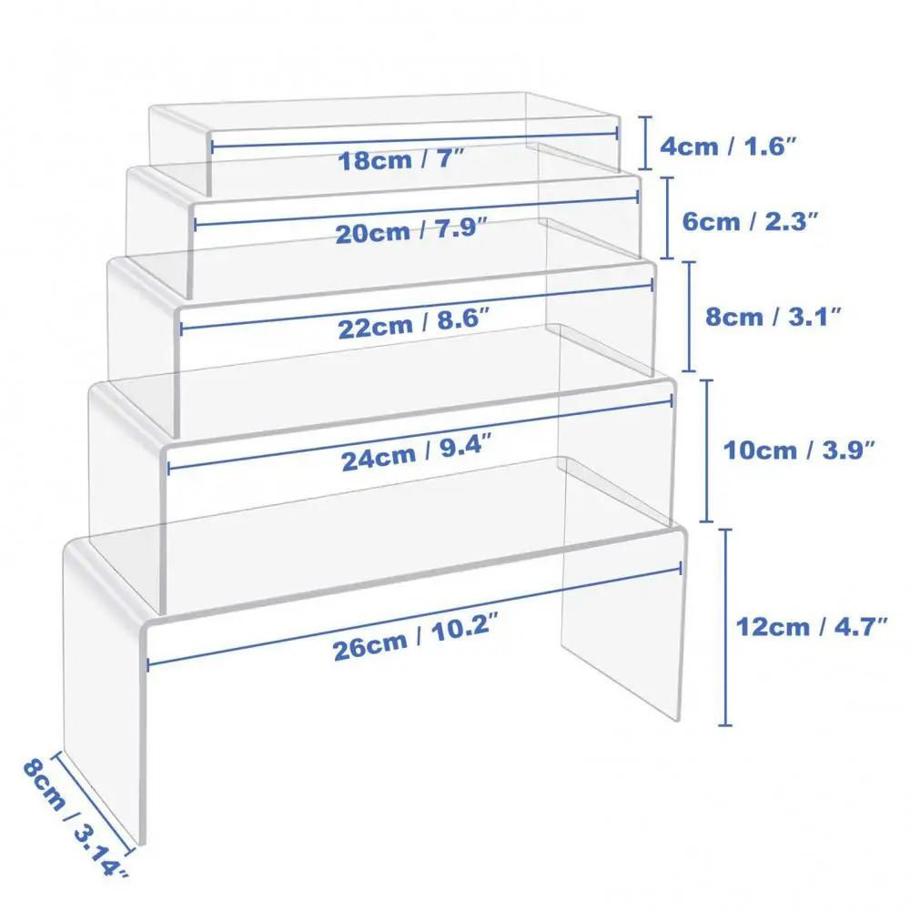 

80% Hot Sales! 5Pcs/Set Transparent Reusable Acrylic Display Stand Rack Jewelry Shelf Holder