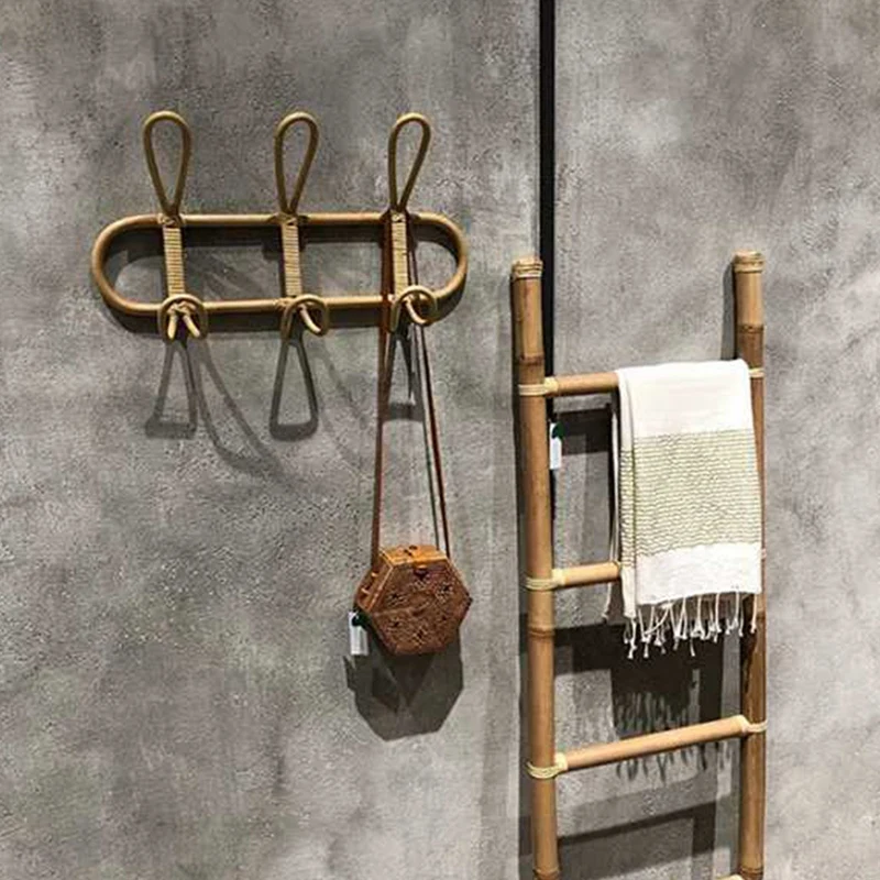 

2 Pcs Rattan Wall Hooks,Kids Garments Organizer Rack Clothes Hat Hanging Hook Rattan Hanger Kids Room Decor Hanger