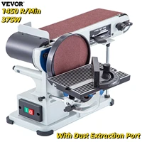 vevor 6in electric abrasive belt machine w dust extraction port 375w diy polishing sander fixed angle metal woodworking grinder
