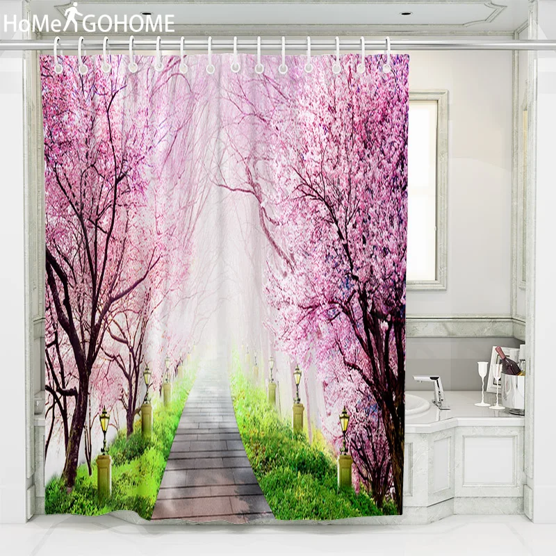 Peach Blossom Flowers Park Boho занавеска s Водонепроницаемая для душа ванной комнаты Mildewproof