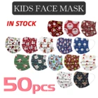 50 шт., одноразовые рождественские маски для лица для детей, зимняя 3-слойная маска для лица с милым рисунком, Веселая детская маска, маски для детей