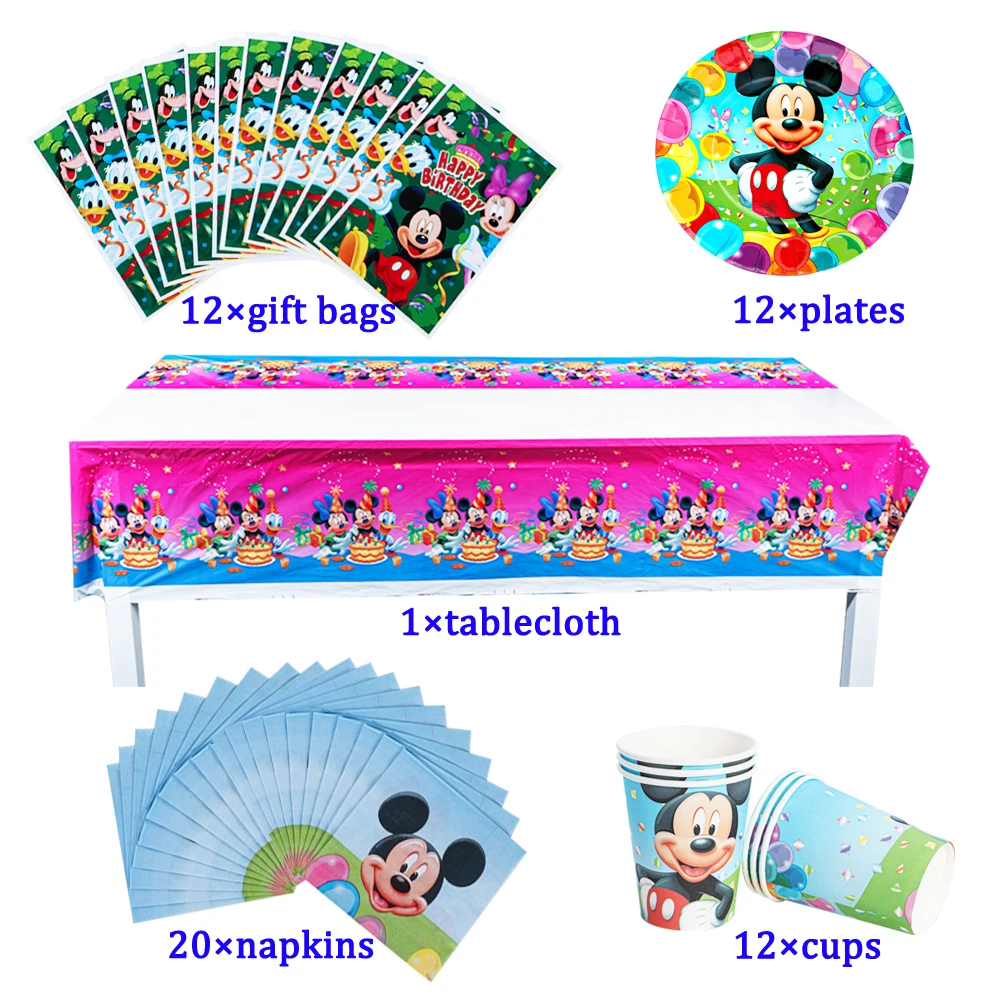 

Disney Микки Маус мультфильм кружки, тарелки, салфетки День рождения воздушный шар украшения Скатерть одноразовая посуда детский душ
