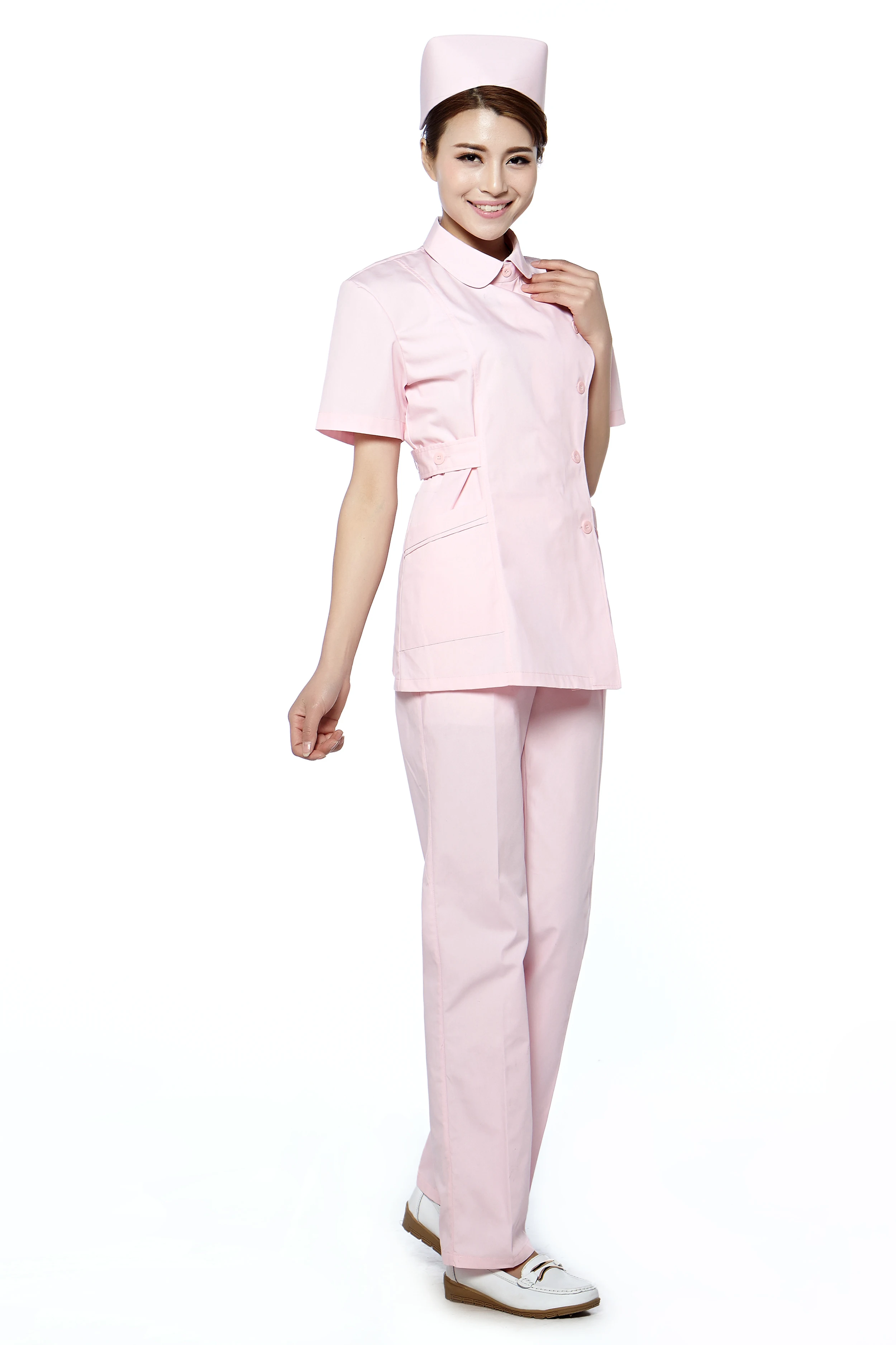 Розовая униформа медсестры Туника брюки для женщин аптека салонов красоты
