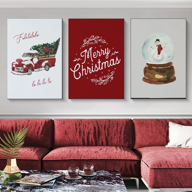 

Мультяшная Рождественская тема милые цитаты Картина на холсте Счастливого Рождества настенное искусство скандинавские постеры и принты К...