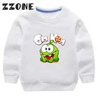 Детские толстовки Горячая игра вырезать веревку Om Nom Frog мультфильм детские свитшоты смешные детские пуловеры топы для девочек и мальчиков одежда, KYT5410