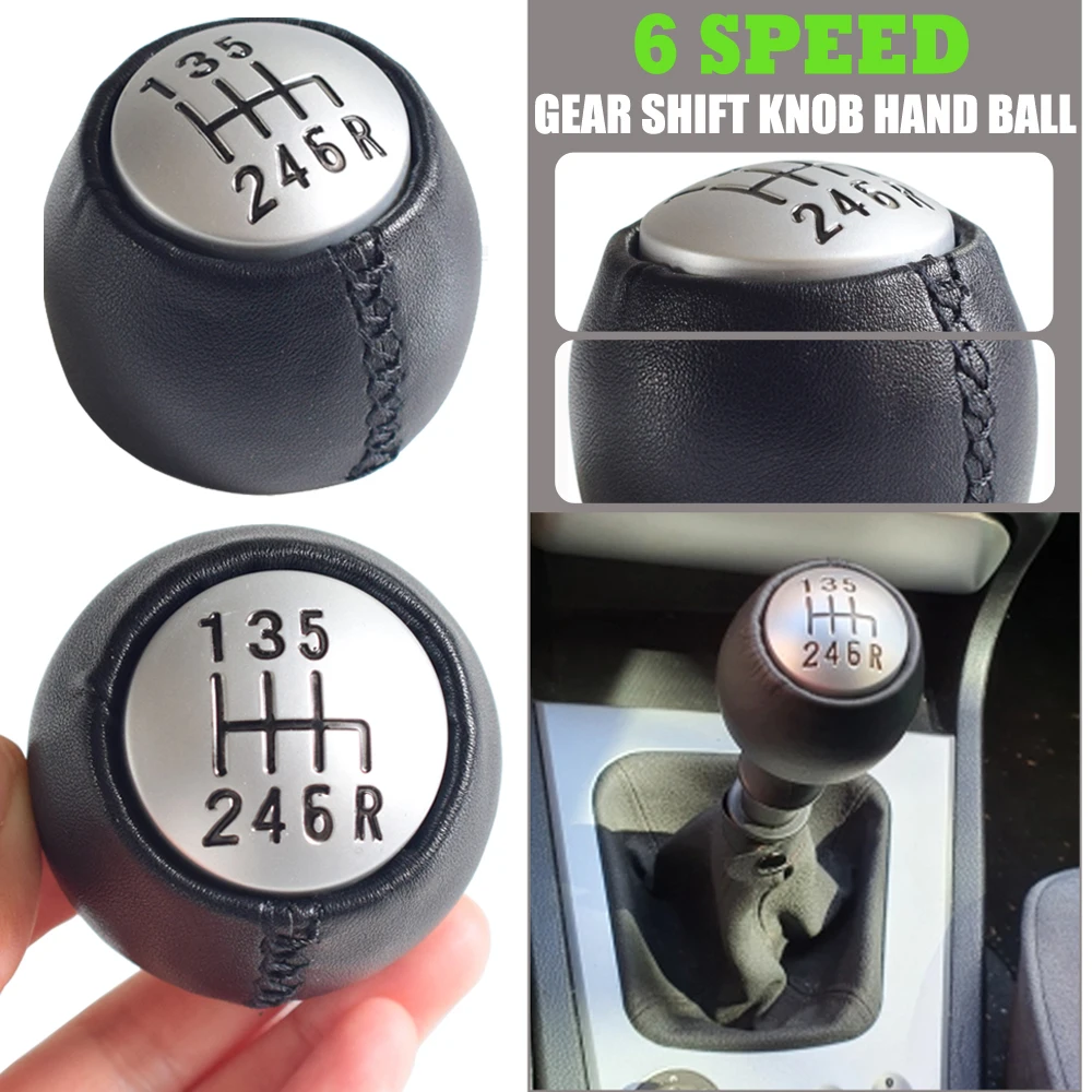 

6 Speed Manual Gear Shift Knob Handball For Alfa Romeo 166 3.2 V6 Black Leather