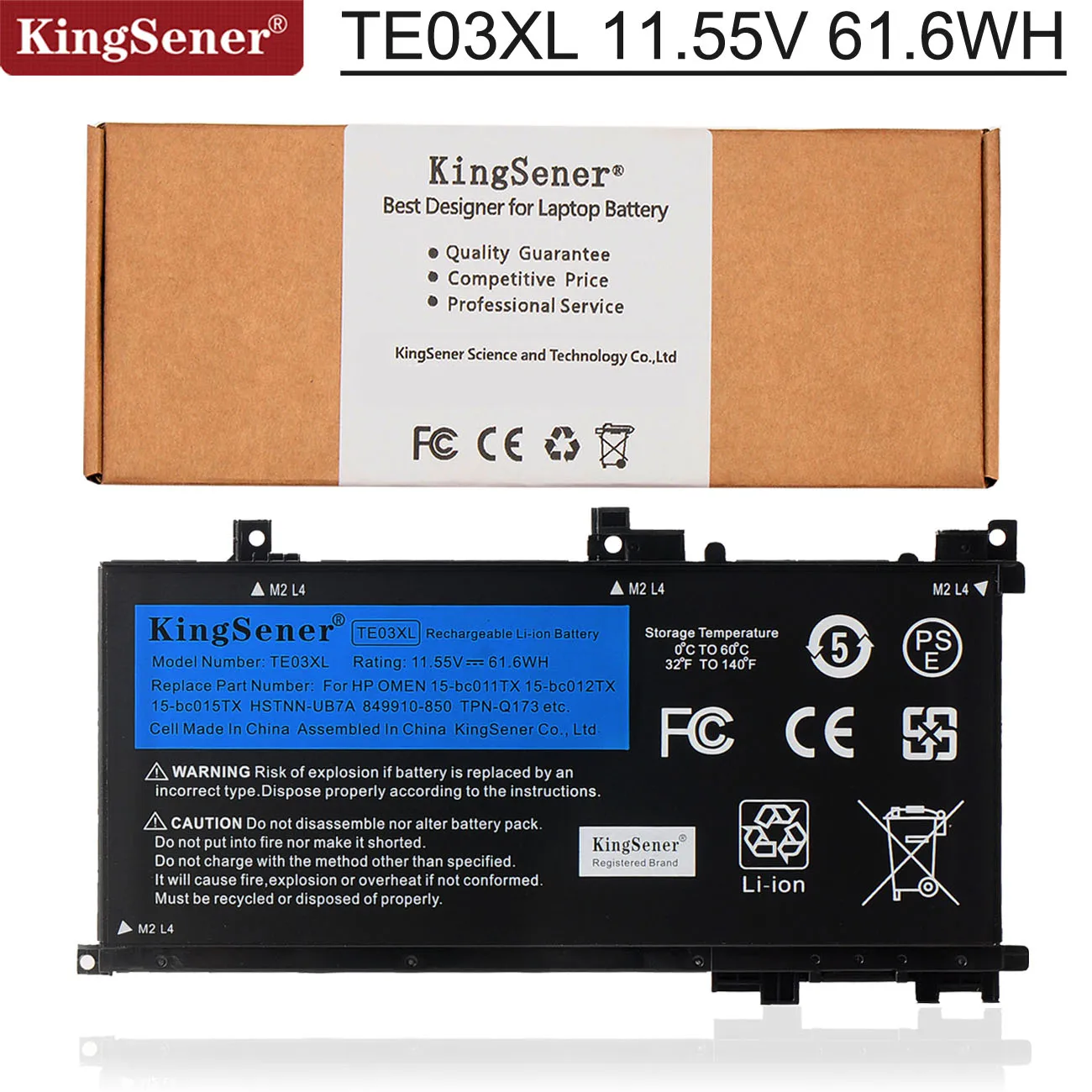 Аккумулятор KingSener TE03XL для ноутбука HP OMEN 15 bc011TX bc012TX bc013TX AX015TX AX017TX TPN Q173 849910