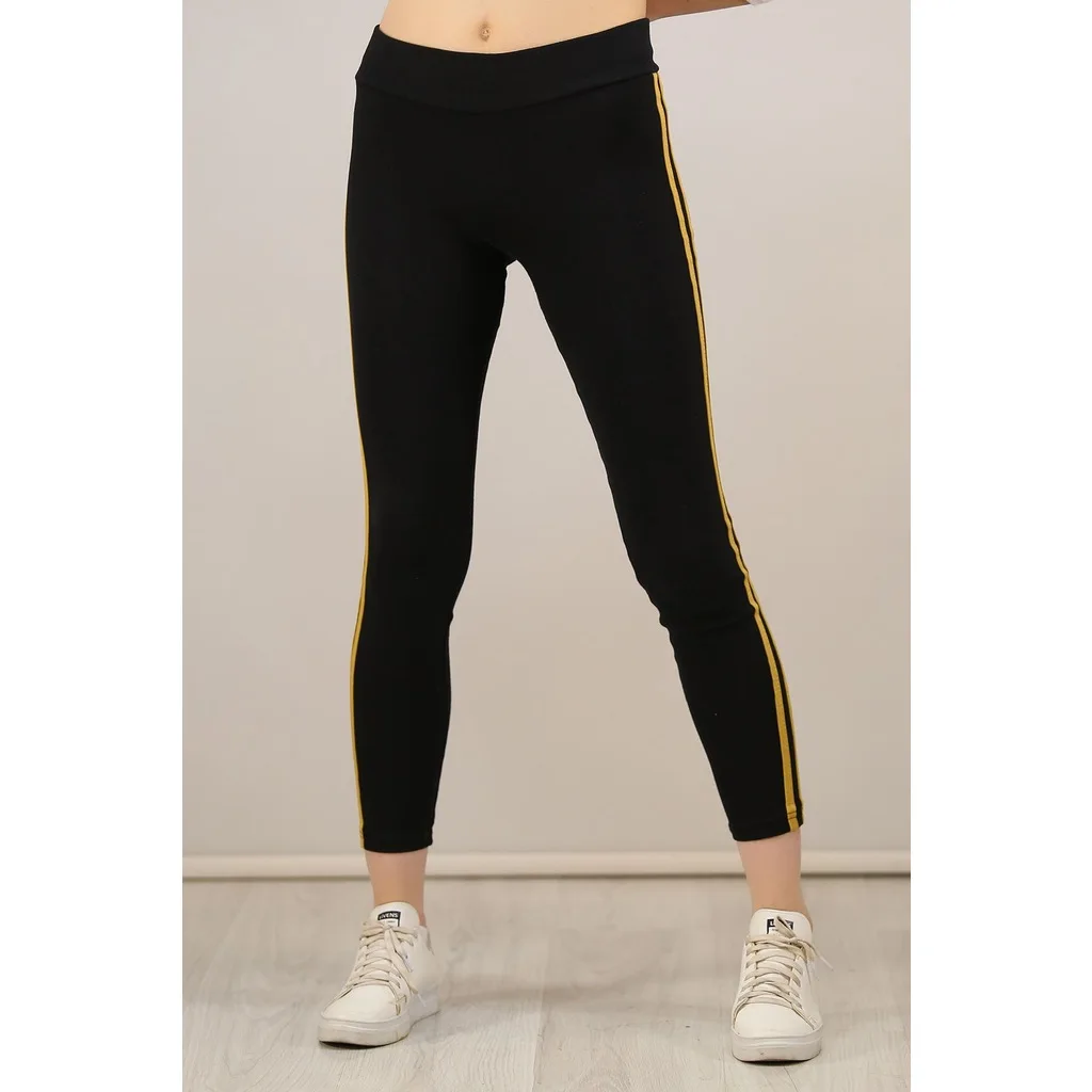 So Double Seritli Leggings Siyahcamel - 0216.432.