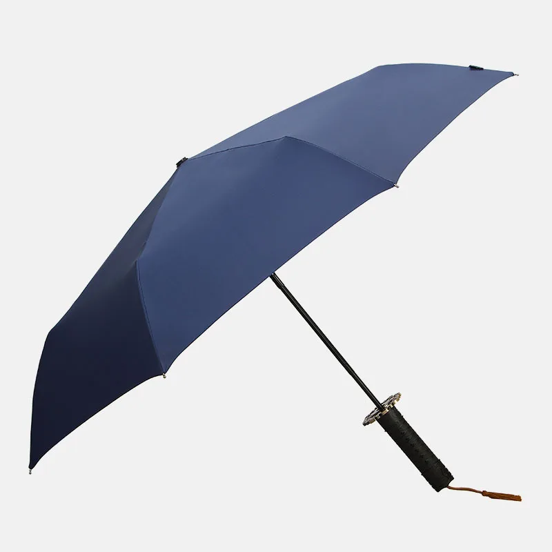 Fully Automatic Samurai Umbrella Rain Men Three-folding Sword Shape Black Japanese Katana Umbrella