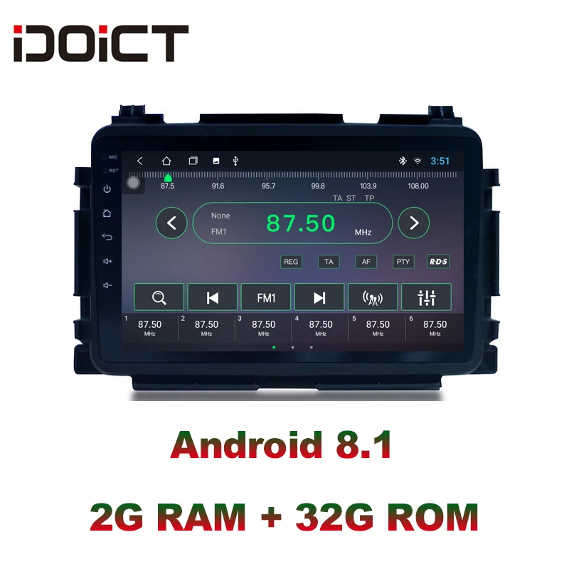 IDOICT Android 8 1 IPS 2G + 32G автомобильный DVD плеер GPS навигация Мультимедиа для Honda HR V VEZEL