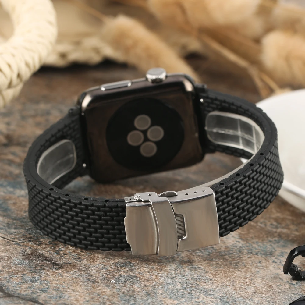 Classic Black Waterproof 38/42MM Watch Band for Apple series 2/3/4 Generation Strap Durable Silicon Replacement | Наручные часы