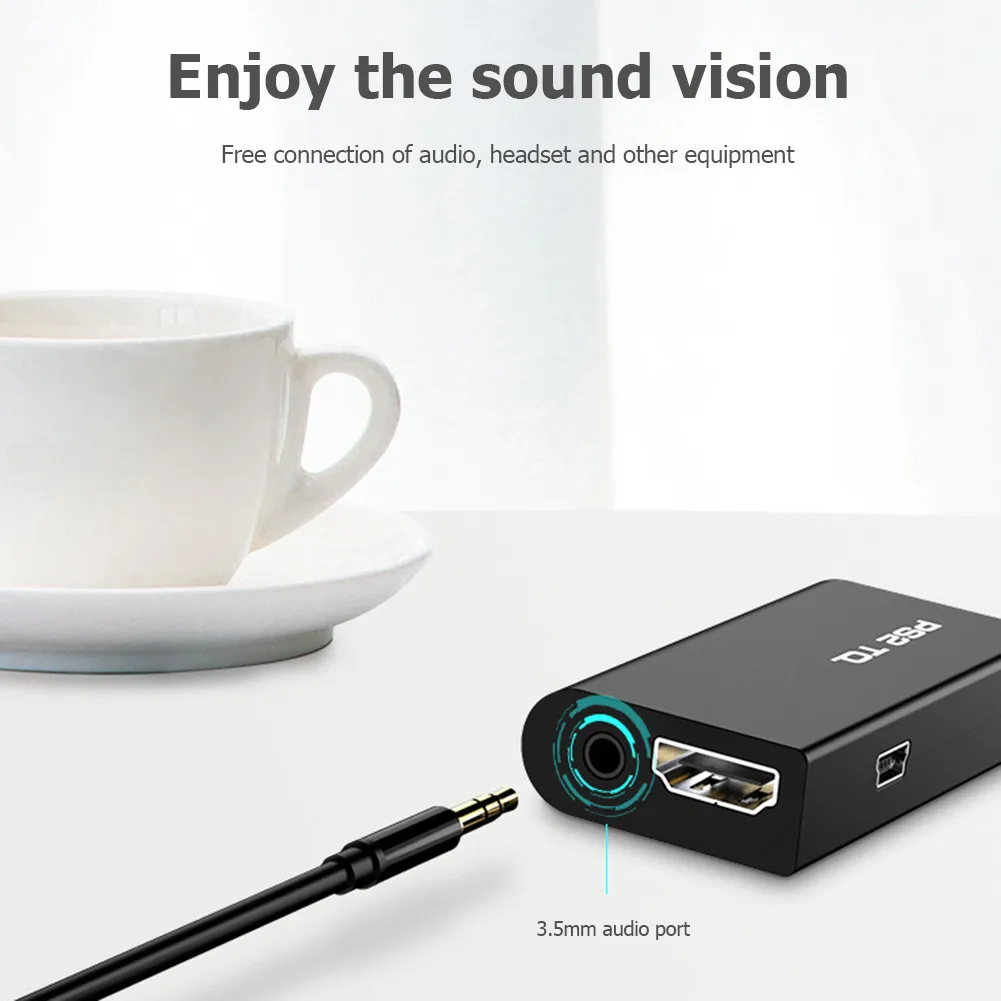 Portable for For PS2 to HDMI-compatible Audio Video Converter Adapter with 3.5mm Output Plug And Play Parts High quality | Электроника